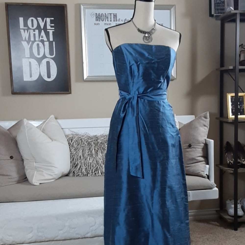 Siri Strapless Full Length Gown Steel Blue (2)